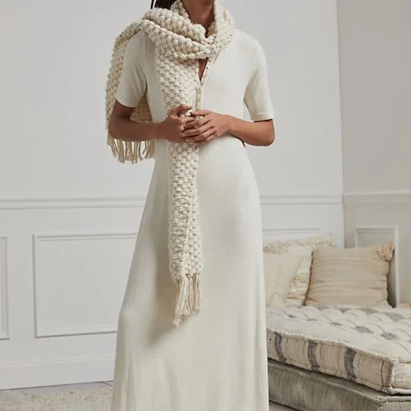 dolan | Dresses | Anthro Dolan Orla Henley Ivory Ribbed Short Sleeve  Longline Casual Maxi Dress | Poshmark